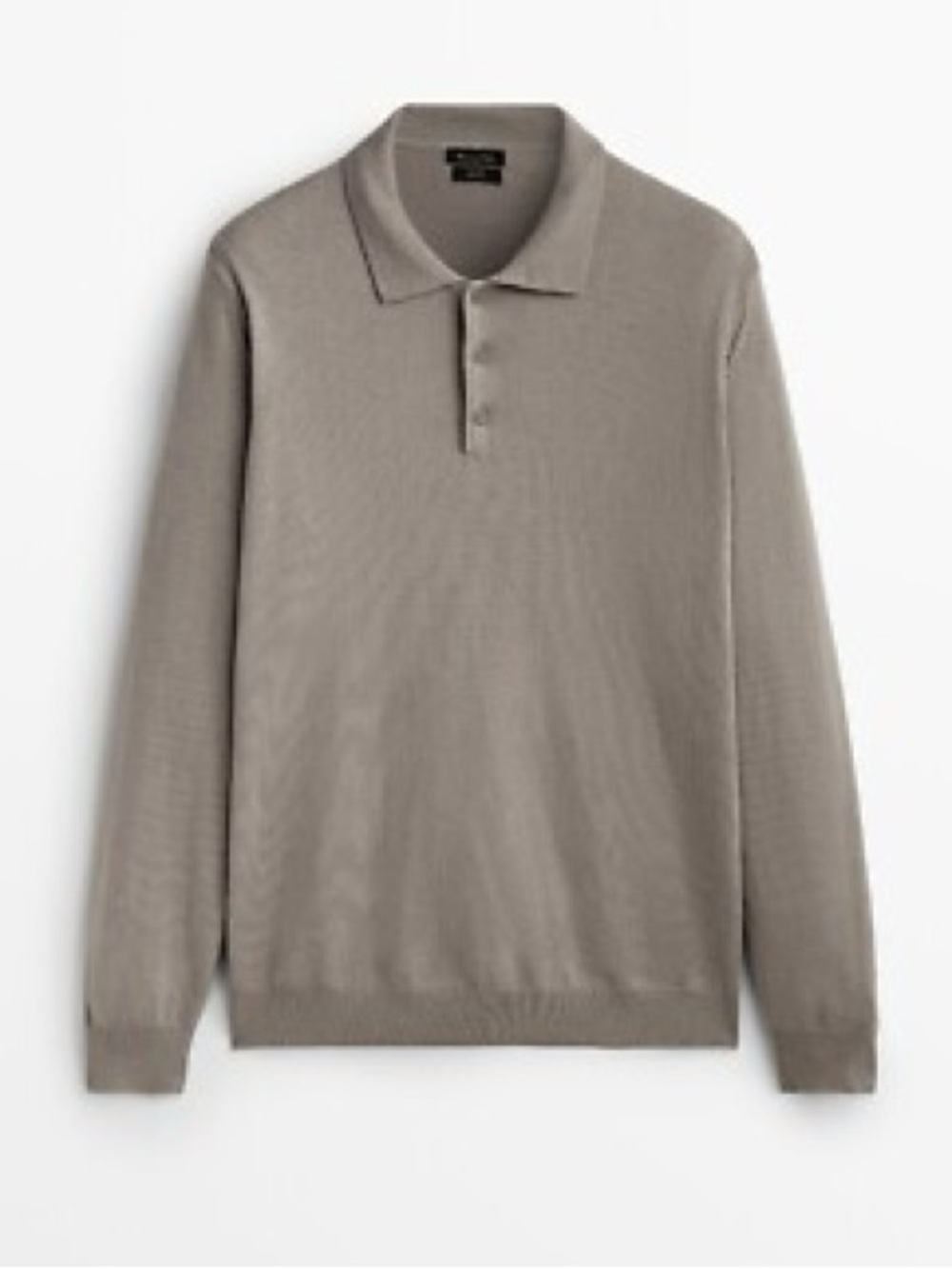 Massimo Dutti size S 100% wool Long Sleeve Polo Sweater in Taupe